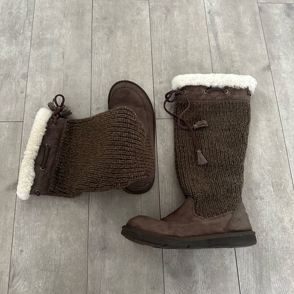 UGG Suburb Crochet Knit Slouch Suede Boots women’s size 8 - Picture 11 of 16